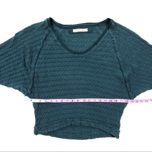 Free People teal open-weave slouchy dolman sweater scoop neck We the Free XS - Picture 12 of 14